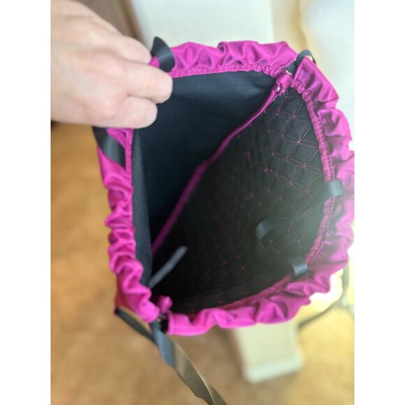 Fabletics raspberry quilted cinch Drawstring Backpack Bag - Picture 4 of 5